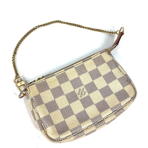 LOUIS VUITTON Damier Azur Mini Pochette Accessoires Chain pouch Hand Bag - Picture 1 of 11